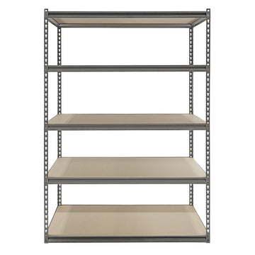 ProSource 310-ORG2505W Boltless Shelving Unit with Particle Boards, 4000 lb, 5-Shelf, 48 in OAW, 24 in OAD, 72 in OAH