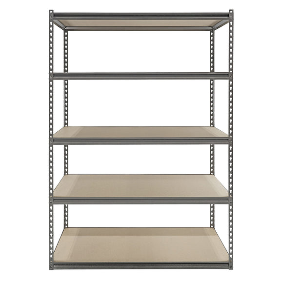 ProSource 310-ORG2505W Boltless Shelving Unit with Particle Boards, 4000 lb, 5-Shelf, 48 in OAW, 24 in OAD, 72 in OAH