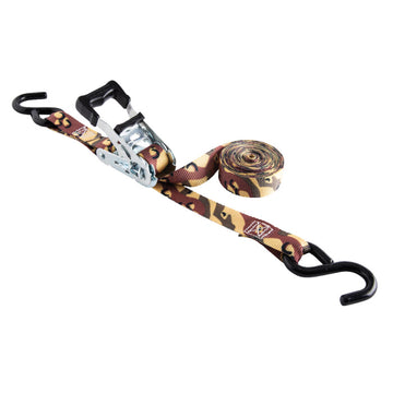 Keeper 47321 Ratchet Tie Down With Open Handle, 1 in W, 12 ft L, Camo, 500 lb Working Load, S-Hook End