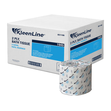 KleenLine 851106 Bath Tissue, 3.5 in L x 4.1 in W Sheet, 146 ft L Roll, 2-Ply, Virgin Fiber