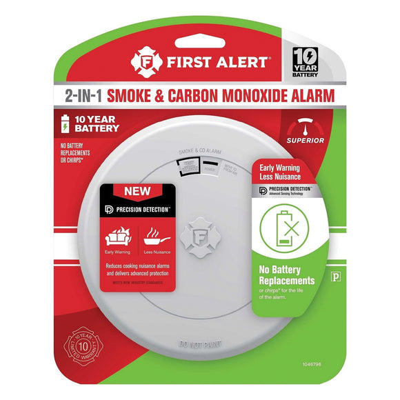 First Alert 1046796 Smoke and Carbon Monoxide Alarm with Slim Profile Design, Electrochemical, Photoelectric Sensor