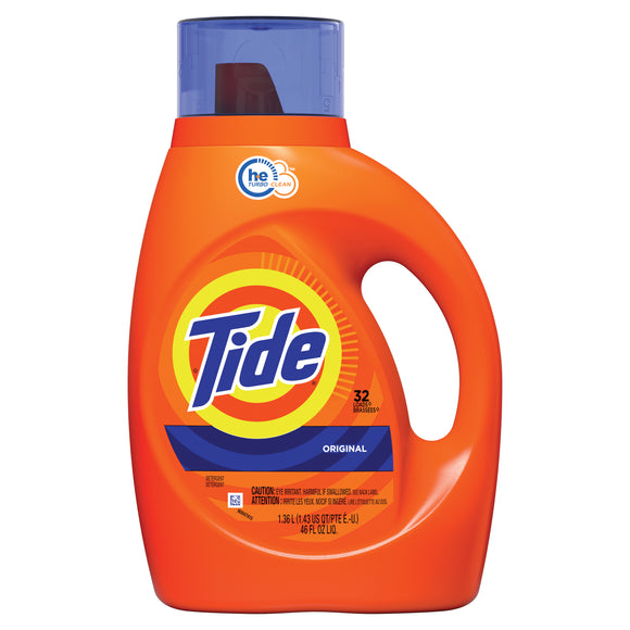 Tide 80762760 High-Efficiency Laundry Detergent, 42 fl-oz, Bottle, Liquid, Original