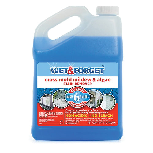 Wet & Forget 800128 Mold and Mildew Remover, 1 gal Jug, Liquid, Blue