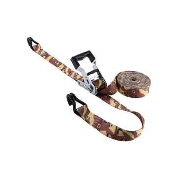 Keeper 47322 Ratchet Tie-Down with Open Handle, 1-1/4 in W, 16 ft L, Camo, 1000 lb Working Load, J-Hook End