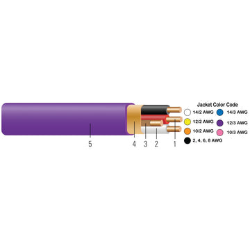 Romex NMB10/3 PINK Non-Metallic Cable, 10 AWG Wire, 3-Conductor, 25 ft L, Copper Conductor, PVC Insulation