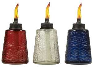 TORCH GLS TBL RD/BLU/CL 6IN   