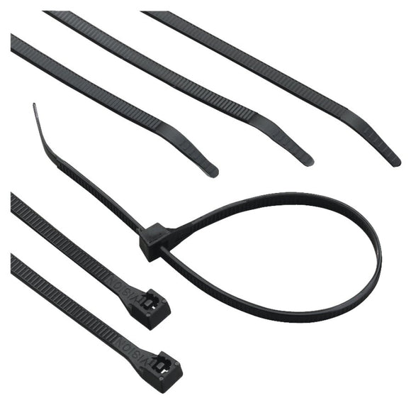Calterm 73272 Cable Tie, 2 in Max Bundle Dia, 6/6 Nylon, Black, 8 in L, 100/BAG