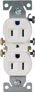 RECPT DUPLEX STD 3WIRE 15A WHT