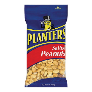 Planters 483277 Peanut, 6 oz Bag, Peanut and/or Cottonseed Oil and Sea Salt, Peanuts
