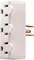 TAP 3OUTLET GND 2P3W PLAST WHT