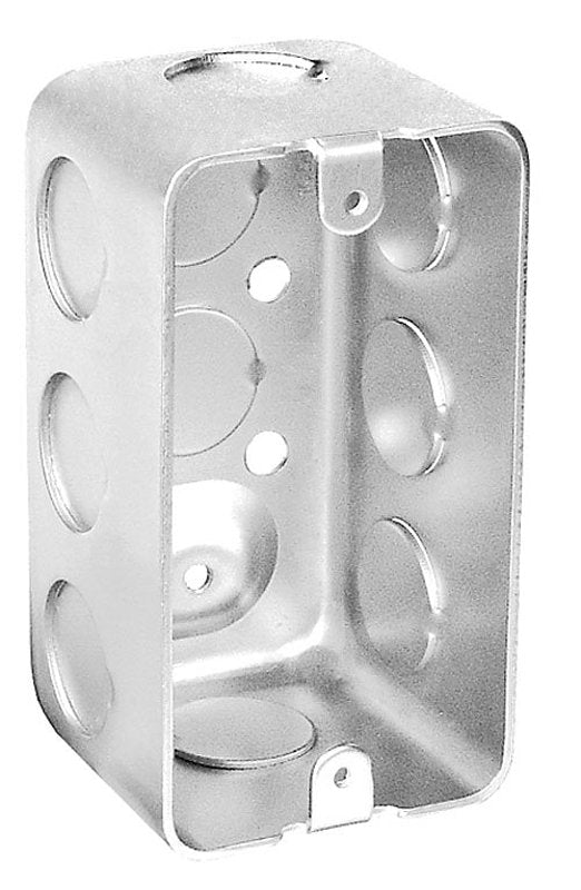 Southwire® G19282-UPC Deep-Drawn Handy Box, 1-Gang, 11-Knockout, 1/2 in Knockout, Steel, Silver, Galvanized