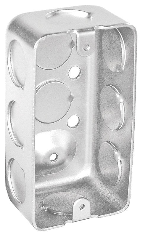 Southwire® G19280-UPC Handy Box, 1-Gang, 10-Knockout, 1/2 in Knockout, Steel, Silver, Galvanized