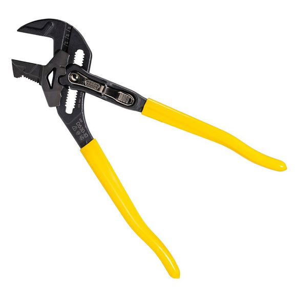 Klein Tools D53010 Plier Wrench, 10 in OAL, 2 in Jaw, Lever Adjustment, Yellow Handle, 3/8 in W Jaw, 1 in L Jaw