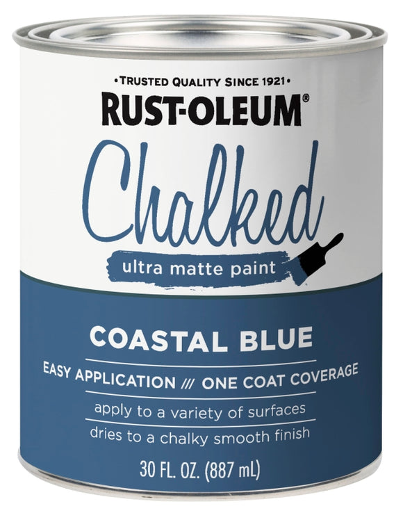 Rust-Oleum 329207 Chalk Spray Paint, Ultra Matte Chalky, Coastal Blue, 30 oz Can