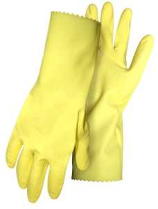 GLOVES FLOCK LND LATEX YEL MED