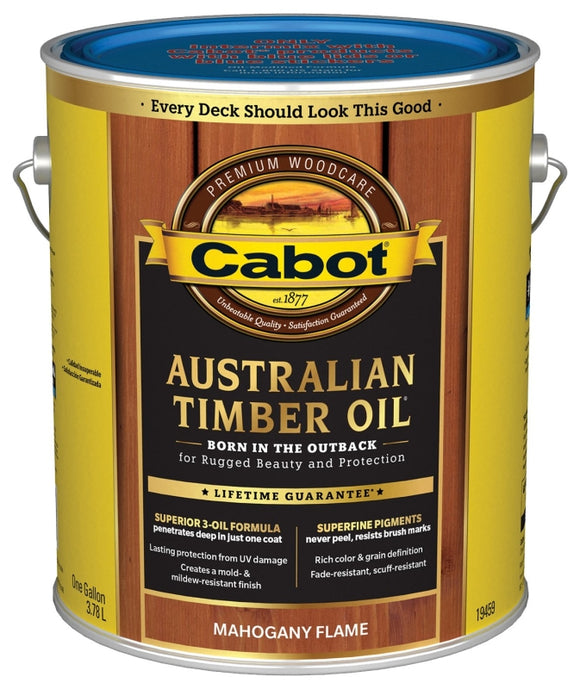 Cabot 140.0019459.007 Australian Timber Oil, Mahogany Flame, Liquid, 1 gal