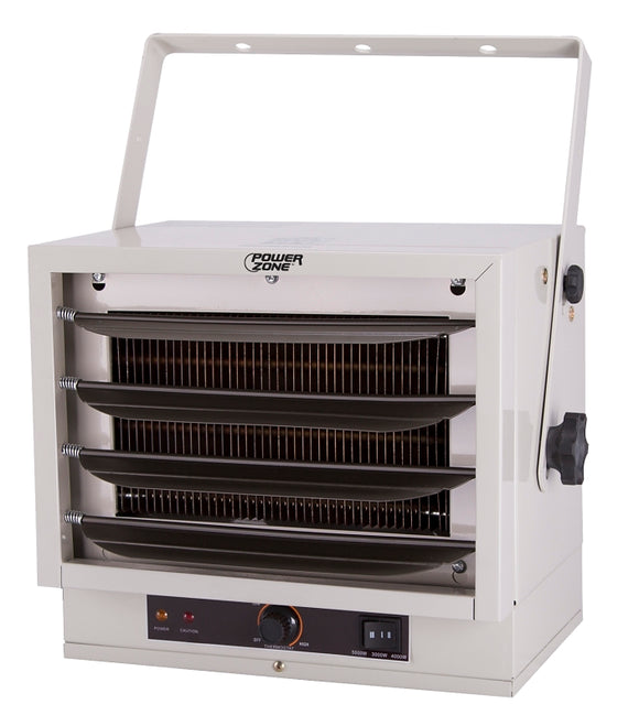 PowerZone EH-4604A Forced Air Garage Heater, 41.67 A, 240 V, 5000 W, 17,065 Btu, 3-Heat Setting, Beige