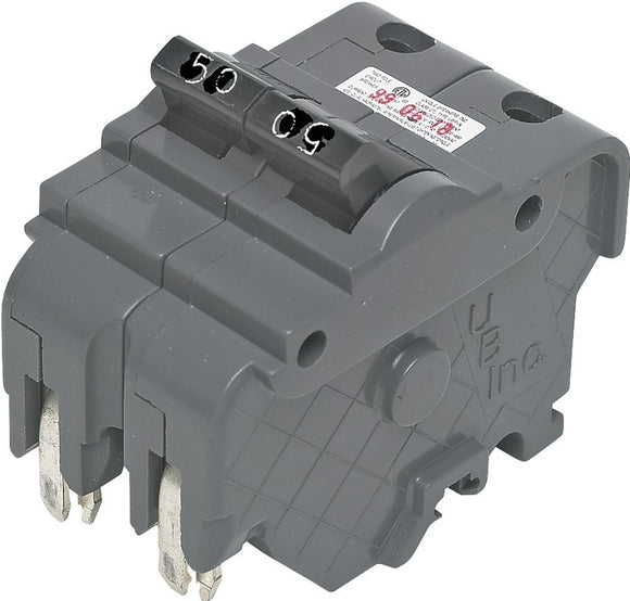 Federal Pacific UBIF250N Circuit Breaker, Type NA, 50 A, 2-Pole, 120/240 V, Standard Trip, Plug, Gray