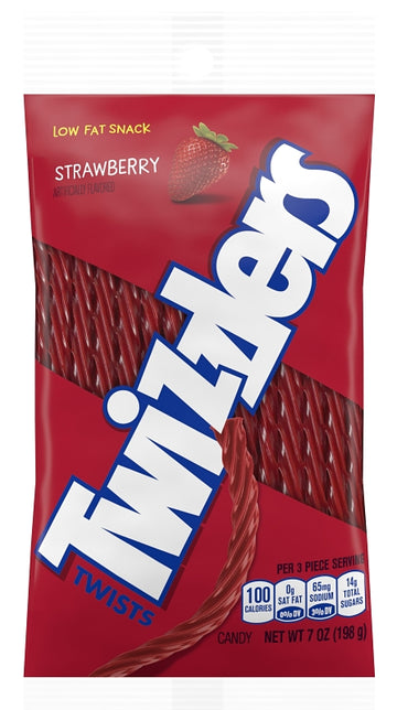 Twizzlers TWZ12 Candy and Gum Licorice, Strawberry, 7 oz Bag