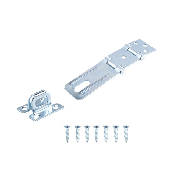 ProSource LR-136-BC3L-PS Safety Hasp, 3-1/2 in L, Steel, Zinc, 7/16 in Dia Shackle, Fixed Staple