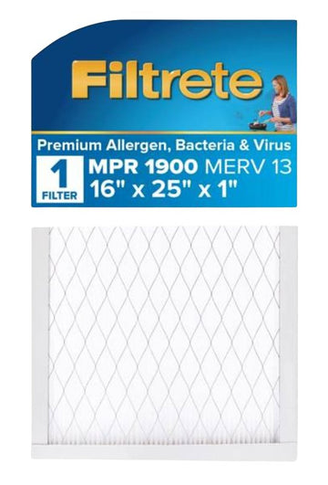 Filtrete UA01-4 Air Filter, 25 in L, 16 in W, 13 MERV, 1900 MPR, Polypropylene Frame