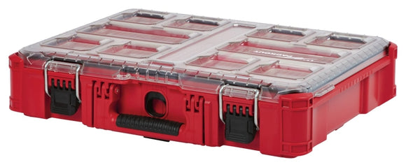 Milwaukee PACKOUT 48-22-8430 Organizer, 75 lb, 19.7 in L, 15.2 in W, 4.6 in H, 10-Compartment, Plastic, Red