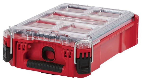 Milwaukee PACKOUT 48-22-8435 Organizer, 75 lb, 9.8 in L, 15.2 in W, 4.6 in H, 5-Compartment, Plastic, Red