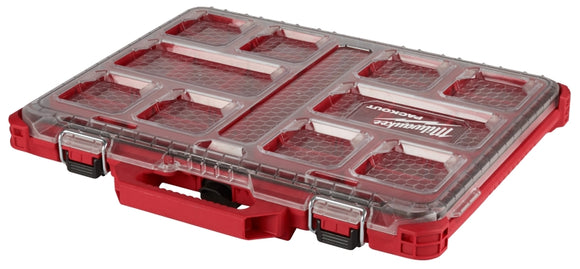 Milwaukee PACKOUT 48-22-8431 Organizer, 39 cu-in, 19.7 in L, 16.3 in W, 2-1/2 in H, 10-Compartment, Plastic, Red