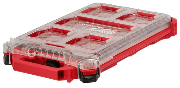 Milwaukee PACKOUT 48-22-8436 Organizer, 173 cu-in, 9.8 in L, 16.2 in W, 2-1/2 in H, 5-Compartment, Plastic, Red