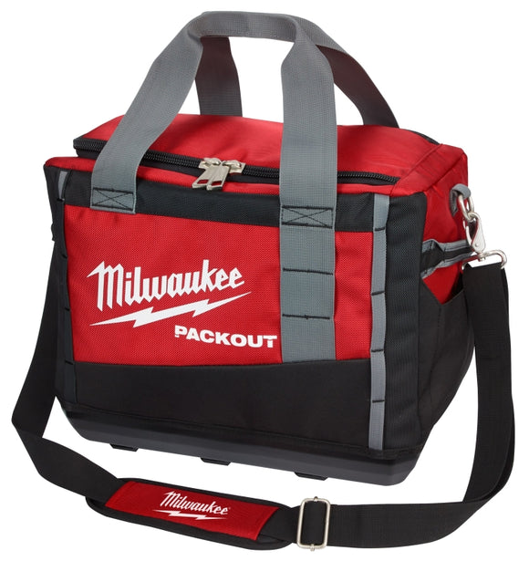 Milwaukee PACKOUT 48-22-8321 Tool Bag, 9.6 in W, 15 in D, 12.2 in H, 2-Pocket, Polyester, Black/Red