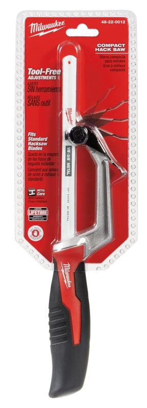 Milwaukee 48-22-0012 Compact Hacksaw, 10 in L Blade, 14 TPI, Comfort Grip Handle, Rubber Handle