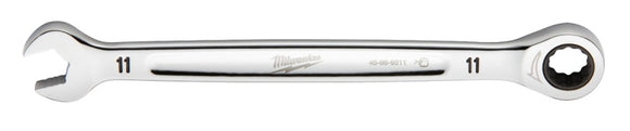 Milwaukee 45-96-9311 Ratcheting Combination Wrench, Metric, 11 mm Head, 6-3/4 in L, 12-Point, Steel, Chrome