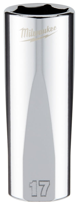 Milwaukee 45-34-0117 Socket, 17 mm Socket, Deep Socket, 3.543 in OAL, 3/8 in Drive, 6-Point, Chrome Vanadium Steel