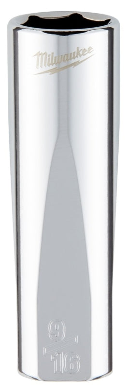 Milwaukee 45-34-5625 Socket, 9/16 in Socket, Deep Socket, 3.543 in OAL, 3/8 in Drive, 6-Point, Chrome Vanadium Steel