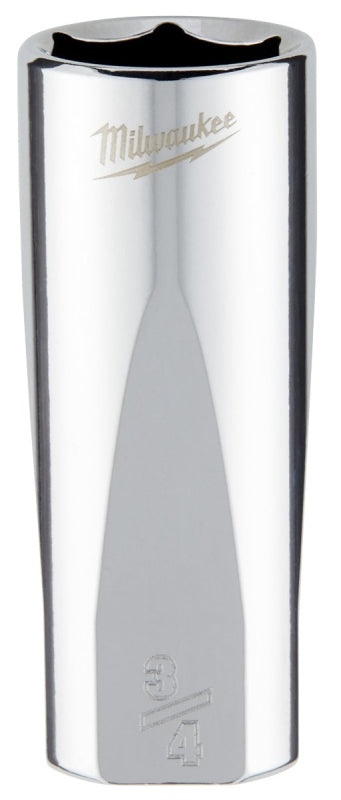 Milwaukee 45-34-7500 Socket, 3/4 in Socket, Deep Socket, 3.543 in OAL, 3/8 in Drive, 6-Point, Chrome Vanadium Steel