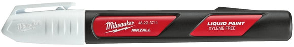 Milwaukee INKZALL 48-22-3711 Liquid Paint Marker, White, 6.09 in L, Plastic Barrel, Red Barrel