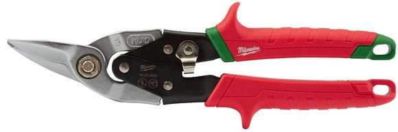Milwaukee 48-22-4550 Aviation Snip, 9-7/8 in OAL, 1-1/2 in L Cut, Right, Serrated Cut, Forged Steel Blade, Red Handle
