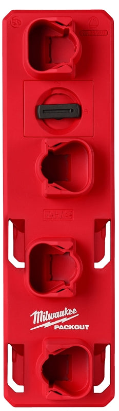 Milwaukee PACKOUT, M12 48-22-8338 Battery Rack, 15 lb, 4-Tool Holder, 4 in W, 13 in H, 2.6 in L, Polymer