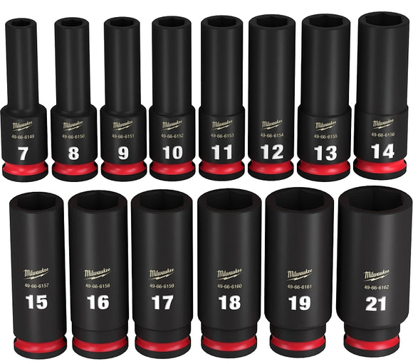 Milwaukee 49-66-7008 SHOCKWAVE Impact Duty Series Deep Socket Set, Steel, Black, Includes: (1) Storage Case