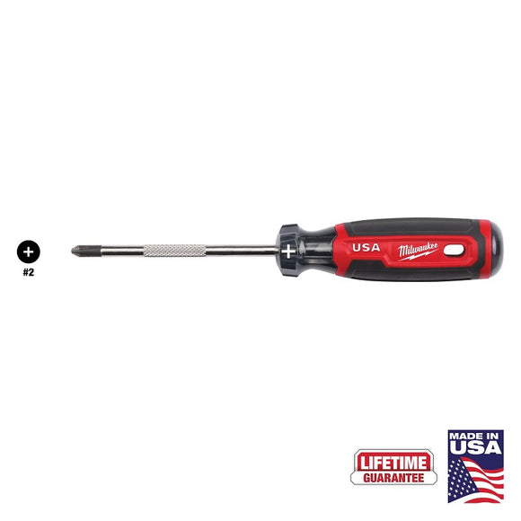 Milwaukee MT202 Screwdriver, 2 in Drive, Phillips Drive, 8.3 in OAL, 4 in L Shank, Acetate Handle, Cushion Grip Handle
