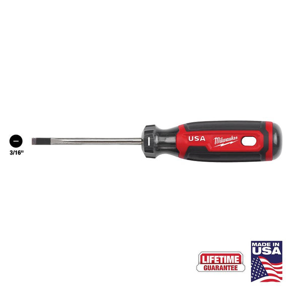 Milwaukee MT211 Screwdriver, 3/16 in Drive, Cabinet Drive, 6.7 in OAL, 3 in L Shank, Acetate Handle, Cushion-Grip Handle