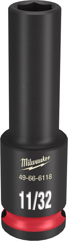 Milwaukee SHOCKWAVE Impact Duty Series 49-66-6118 Deep Impact Socket, 11/32 in Socket, 3/8 in Drive, Square Drive