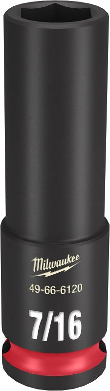 Milwaukee SHOCKWAVE Impact Duty Series 49-66-6120 Deep Impact Socket, 7/16 in Socket, 3/8 in Drive, Square Drive