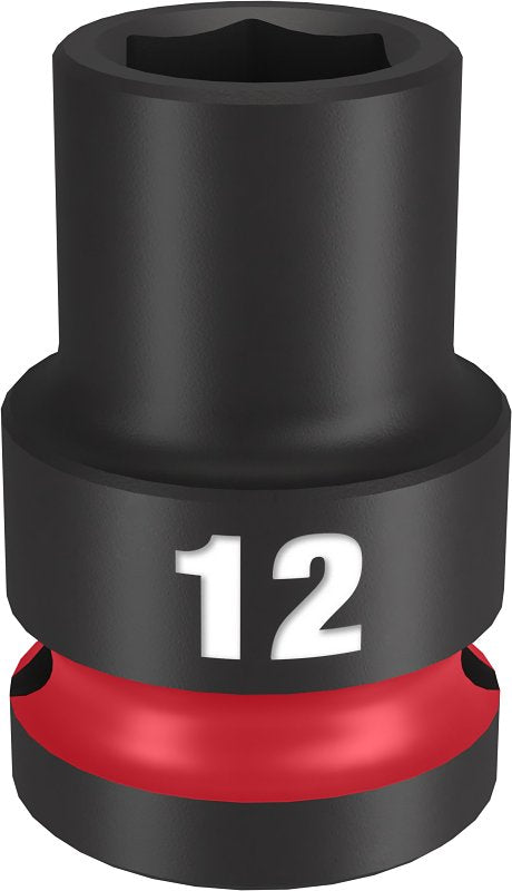 Milwaukee SHOCKWAVE Impact Duty Series 49-66-6244 Shallow Impact Socket, 12 mm Socket, 1/2 in Drive, Square Drive