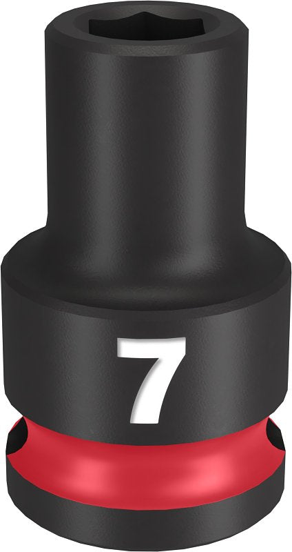 Milwaukee SHOCKWAVE Impact Duty Series 49-66-6131 Shallow Impact Socket, 7 mm Socket, 3/8 in Drive, Square Drive