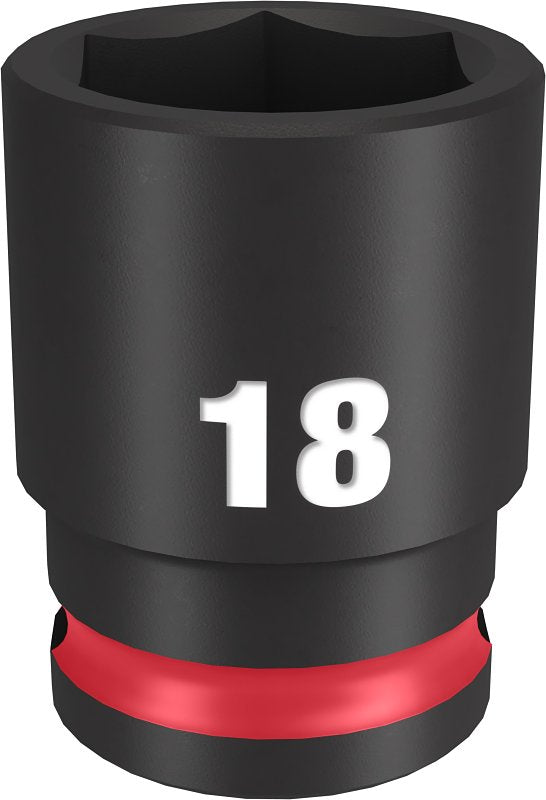 Milwaukee SHOCKWAVE Impact Duty Series 49-66-6142 Shallow Impact Socket, 18 mm Socket, 3/8 in Drive, Square Drive