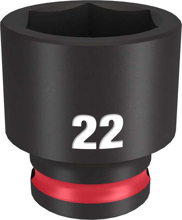 Milwaukee SHOCKWAVE Impact Duty Series 49-66-6145 Shallow Impact Socket, 22 mm Socket, 3/8 in Drive, Square Drive