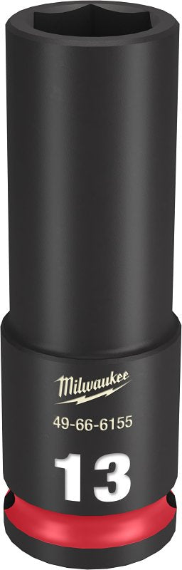 Milwaukee SHOCKWAVE Impact Duty Series 49-66-6155 Deep Impact Socket, 13 mm Socket, 3/8 in Drive, Square Drive, 6-Point