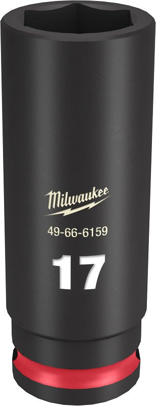 Milwaukee SHOCKWAVE Impact Duty Series 49-66-6159 Deep Impact Socket, 17 mm Socket, 3/8 in Drive, Square Drive, 6-Point
