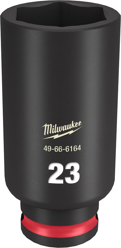 Milwaukee SHOCKWAVE Impact Duty Series 49-66-6164 Deep Impact Socket, 23 mm Socket, 3/8 in Drive, Square Drive, 6-Point